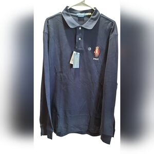 NWT! Polo Ralph Lauren Shirt Mens XL Navy Blue Classic Fit Polo Bear Mesh Polo